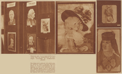 874029 Collage van 4 foto's betreffende de tentoonstelling van 'schrijfmachinekunst' in Hotel des Pays-Bas (Janskerkhof ...